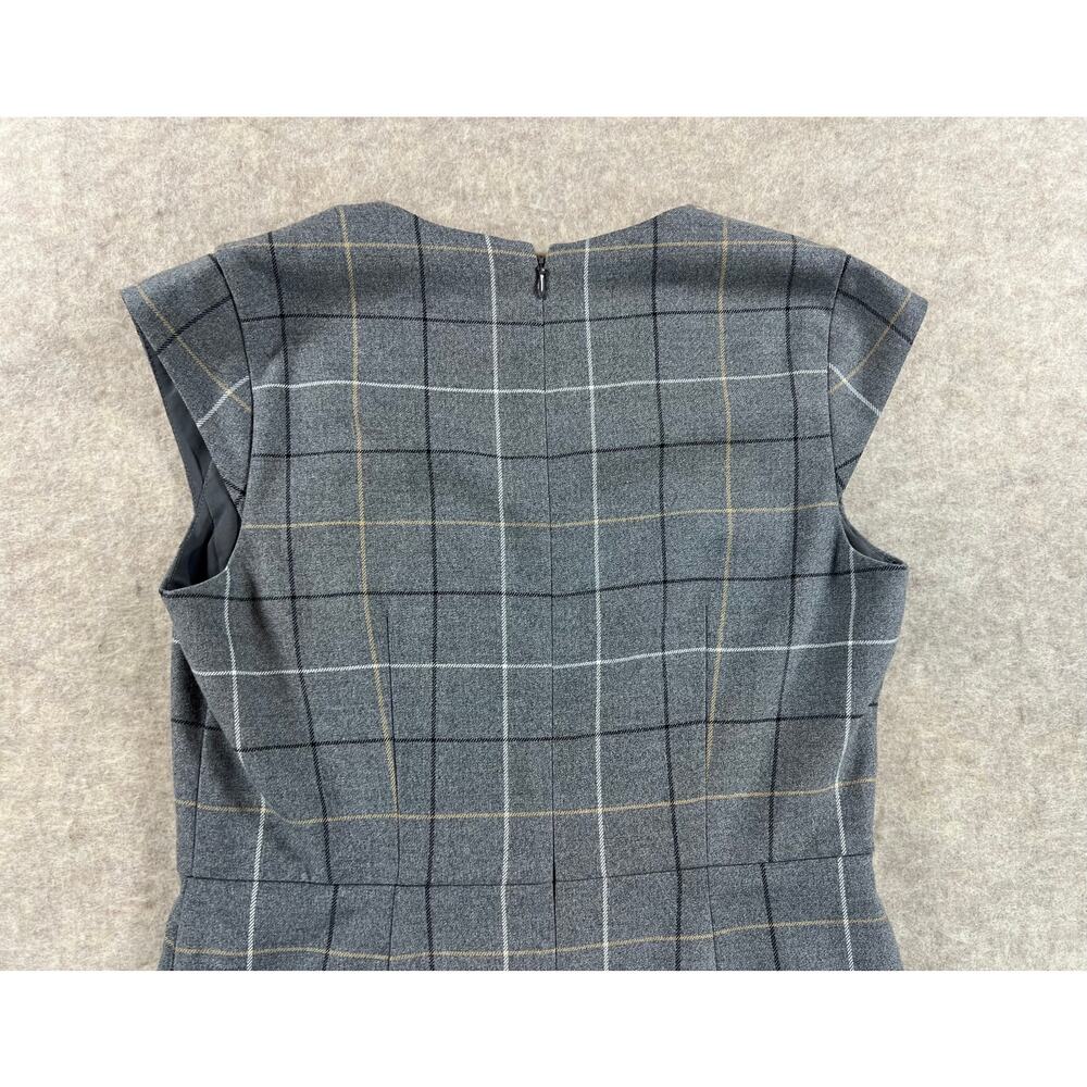 Ann Taylor Windowpane Plaid Sheath Dress Gray Women's Size 4 Petite - Picture 6 of 9